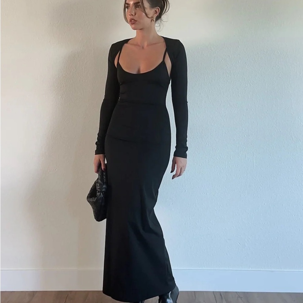 🖤ShopLuna b / Salty Strappy Maxi Black Dress🖤